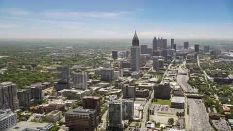 Midtown and Downtown skyscrapers, Atlanta, Georgia Aerial Stock Photos | AX36_017.0000231F