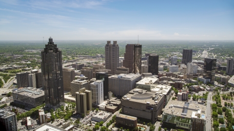 AX36_022.0000114F - Aerial stock photo of High-rises, office buildings and skyscrapers, Downtown Atlanta, Georgia