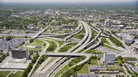 AX36_027.0000031F - Aerial stock photo of The Downtown Connector interchange in Downtown Atlanta, Georgia