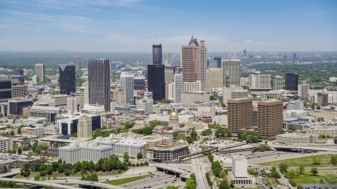 Downtown skyscrapers and Georgia State Capitol, Atlanta, Georgia Aerial Stock Photos | AX36_035.0000002F