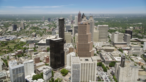 AX36_038.0000044F - Aerial stock photo of Downtown skyscrapers on a sunny day,  Atlanta, Georgia