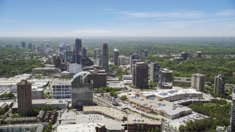 AX36_063.0000134F - Aerial stock photo of Skyscrapers and office buildings, Buckhead, Georgia