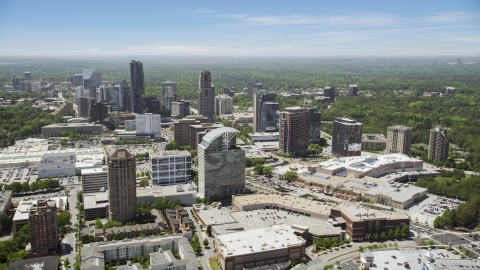 AX36_063.0000264F - Aerial stock photo of Skyscrapers and office buildings, Buckhead, Georgia