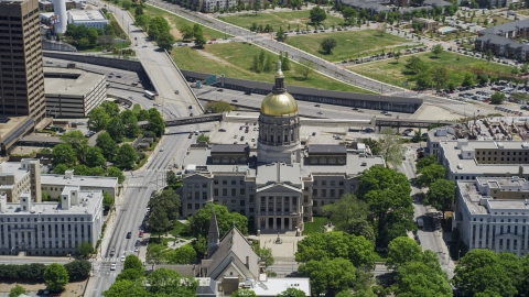 The Georgia State Capitol, Downtown Atlanta, Georgia  Aerial Stock Photos | AX36_096.0000246F