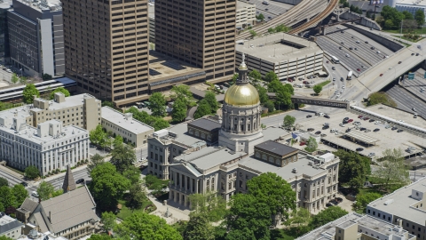 AX36_097.0000163F - Aerial stock photo of Georgia State Capitol, Downtown Atlanta, Georgia