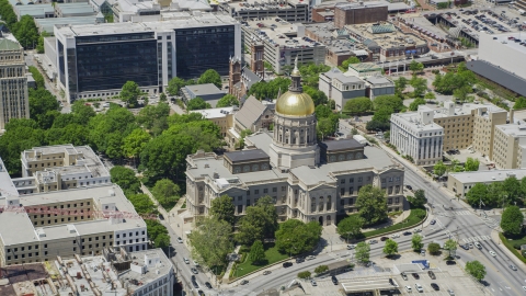 AX36_099.0000097F - Aerial stock photo of The Georgia State Capitol, Downtown Atlanta