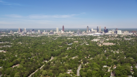 Midtown and Downtown Atlanta seen from West Atlanta, Georgia Aerial Stock Photos | AX37_006.0000055F