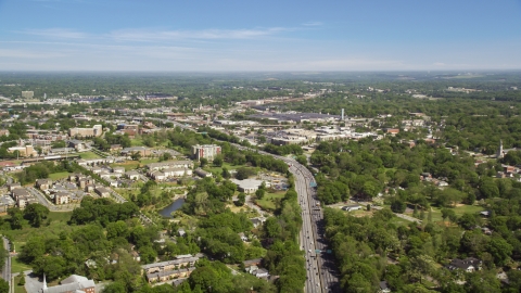 Residential area, skyline in the distance, West Atlanta, Georgia Aerial Stock Photos | AX37_007.0000303F