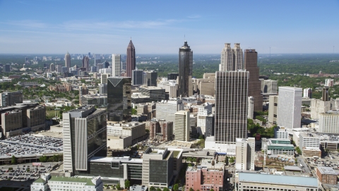 Downtown Atlanta from Midtown skyscrapers, Georgia Aerial Stock Photos | AX37_012.0000385F