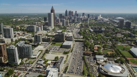 Downtown Connector,  Midtown skyscrapers, Atlanta, Georgia Aerial Stock Photos | AX37_035.0000251F