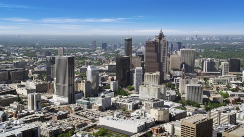 AX37_064.0000071F - Aerial stock photo of Downtown Atlanta skyscrapers and office buildings, Georgia