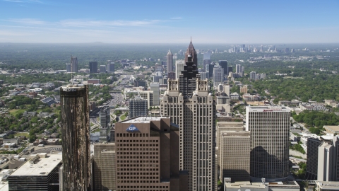 AX37_066.0000036F - Aerial stock photo of Downtown skyscrapers,  SunTrust Plaza, Atlanta, Georgia