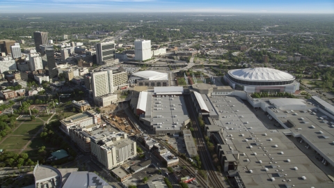 Georgia Dome and Georgia World Congress Center, Atlanta, Georgia Aerial Stock Photos | AX38_080.0000186F