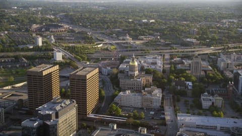 Georgia State Capitol on a hazy day, Downtown Atlanta Aerial Stock Photos | AX39_039.0000039F