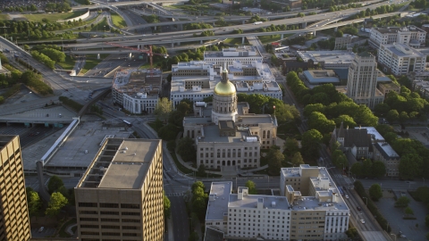 Georgia State Capitol and surrounding buildings, Downtown Atlanta, Georgia Aerial Stock Photos | AX39_039.0000214F