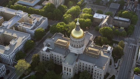 Looking down on the Georgia State Capitol, Downtown Atlanta Aerial Stock Photos | AX39_040.0000191F