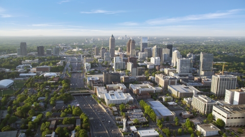 Downtown Connector near One Atlantic Center, Midtown Atlanta, Georgia Aerial Stock Photos | AX39_050.0000135F