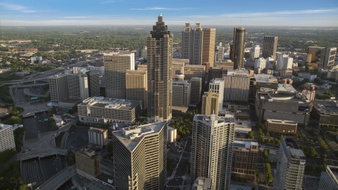 AX39_064.0000359F - Aerial stock photo of SunTrust Plaza and Downtown Atlanta, Georgia