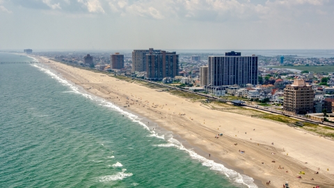 Beachfront condominium high-rises in Atlantic City, New Jersey Aerial Stock Photos | AXP071_000_0022F