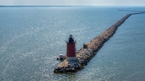 AXP072_000_0002F - Aerial stock photo of The Delaware Breakwater East End Light