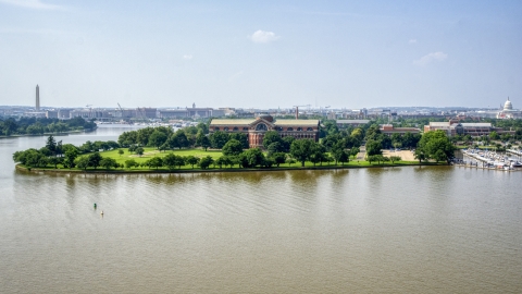 AXP075_000_0003F - Aerial stock photo of A view of Roosevelt Hall, home to the National War College in Washington DC