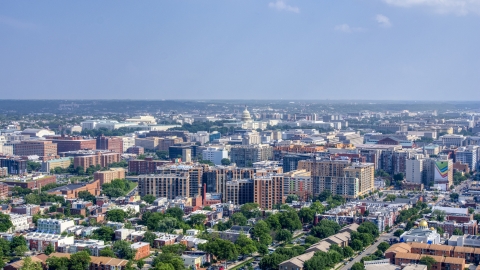 The United States Capitol seen from apartment complexes in Washington DC Aerial Stock Photos | AXP075_000_0013F