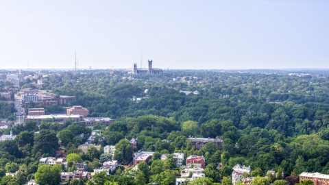 AXP075_000_0016F - Aerial stock photo of The Washington National Cathedral in Washington DC