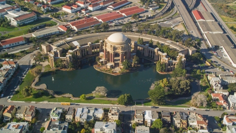 DCSF05_036.0000074 - Aerial stock photo of The historic Palace of Fine Arts in San Francisco, California