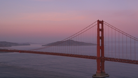 Golden Gate Bridge at twilight in San Francisco, California Aerial Stock Photos | DCSF10_029.0000561