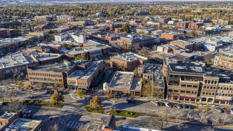 DXP001_000231 - Aerial stock photo of Brick office buildings and shops in Fort Collins, Colorado