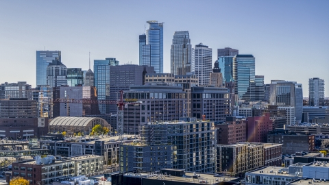 DXP001_000300 - Aerial stock photo of The city's skyline and office buildings, Downtown Minneapolis, Minnesota