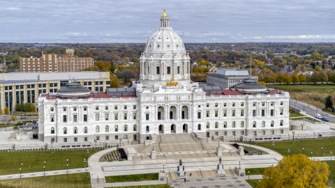 DXP001_000373 - Aerial stock photo of The front steps of the Minnesota State Capitol building in Saint Paul, Minnesota