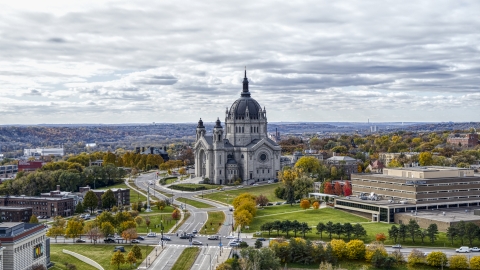 The Cathedral of Saint Paul seen from the street in Saint Paul, Minnesota Aerial Stock Photos | DXP001_000382