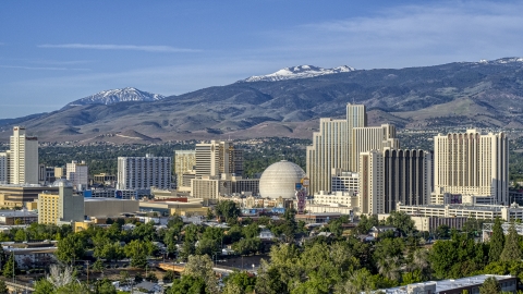 DXP001_006_0001 - Aerial stock photo of A group of casino resorts in Reno, Nevada