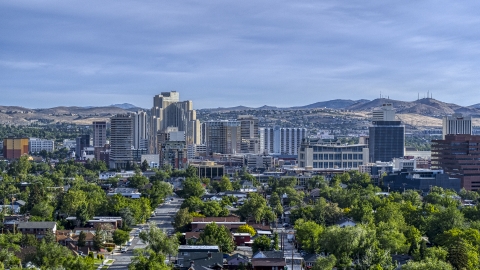 A view of office buildings, resort casinos and hotels in Reno, Nevada Aerial Stock Photos | DXP001_006_0009