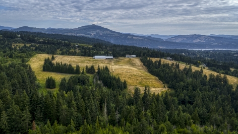 A farm and open fields in Hood River, Oregon Aerial Stock Photos | DXP001_015_0009