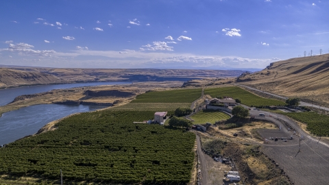 The Maryhill Winery beside the Columbia River in Goldendale, Washington Aerial Stock Photos | DXP001_018_0001