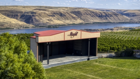 The stage at the Maryhill Winery near the Columbia River in Goldendale, Washington Aerial Stock Photos | DXP001_018_0026