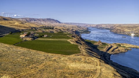 The Maryhill Winery overlooking the Columbia River in Goldendale, Washington Aerial Stock Photos | DXP001_019_0011