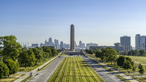 The historic WWI memorial in Kansas City, Missouri Aerial Stock Photos | DXP001_043_0013