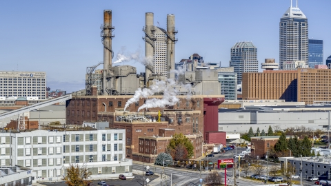 A brick factory with smoke stacks in Indianapolis, Indiana Aerial Stock Photos | DXP001_089_0010