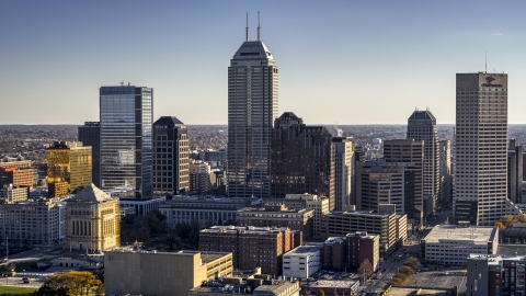 Salesforce Tower skyscraper at the center of Downtown Indianapolis, Indiana Aerial Stock Photos | DXP001_091_0001