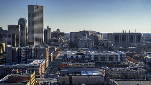 DXP001_091_0003 - Aerial stock photo of The Indiana State House in Downtown Indianapolis, Indiana