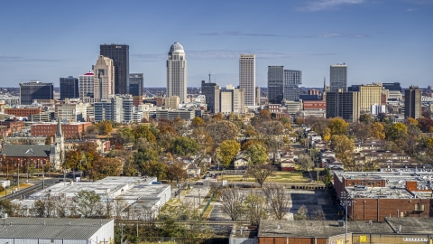 DXP001_094_0001 - Aerial stock photo of A view of the city's skyline, Downtown Louisville, Kentucky