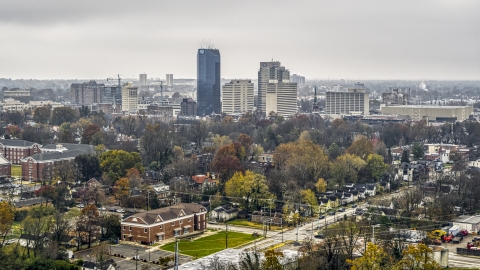 The city skyline seen from residential neighborhoods, Downtown Lexington, Kentucky Aerial Stock Photos | DXP001_099_0001