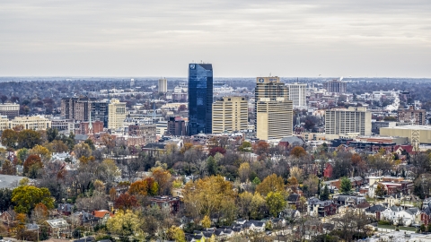 The city skyline seen from residential neighborhoods, Downtown Lexington, Kentucky Aerial Stock Photos | DXP001_099_0002