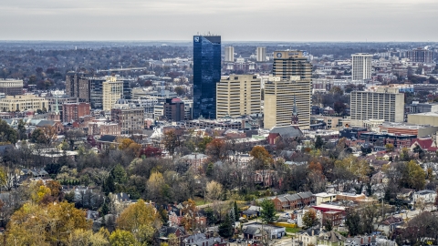 The city skyline's skyscrapers in in Downtown Lexington, Kentucky Aerial Stock Photos | DXP001_099_0005