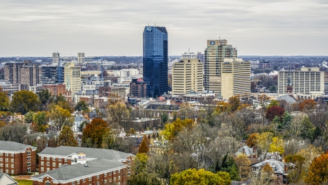 DXP001_100_0001 - Aerial stock photo of Skyscrapers and tall buildings in the city's skyline in Downtown Lexington, Kentucky