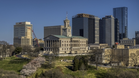 The Tennessee State Capitol building in Downtown Nashville, Tennessee Aerial Stock Photos | DXP002_113_0006