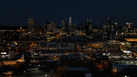 A view of the city skyline at night, Downtown Nashville, Tennessee Aerial Stock Photos | DXP002_115_0018